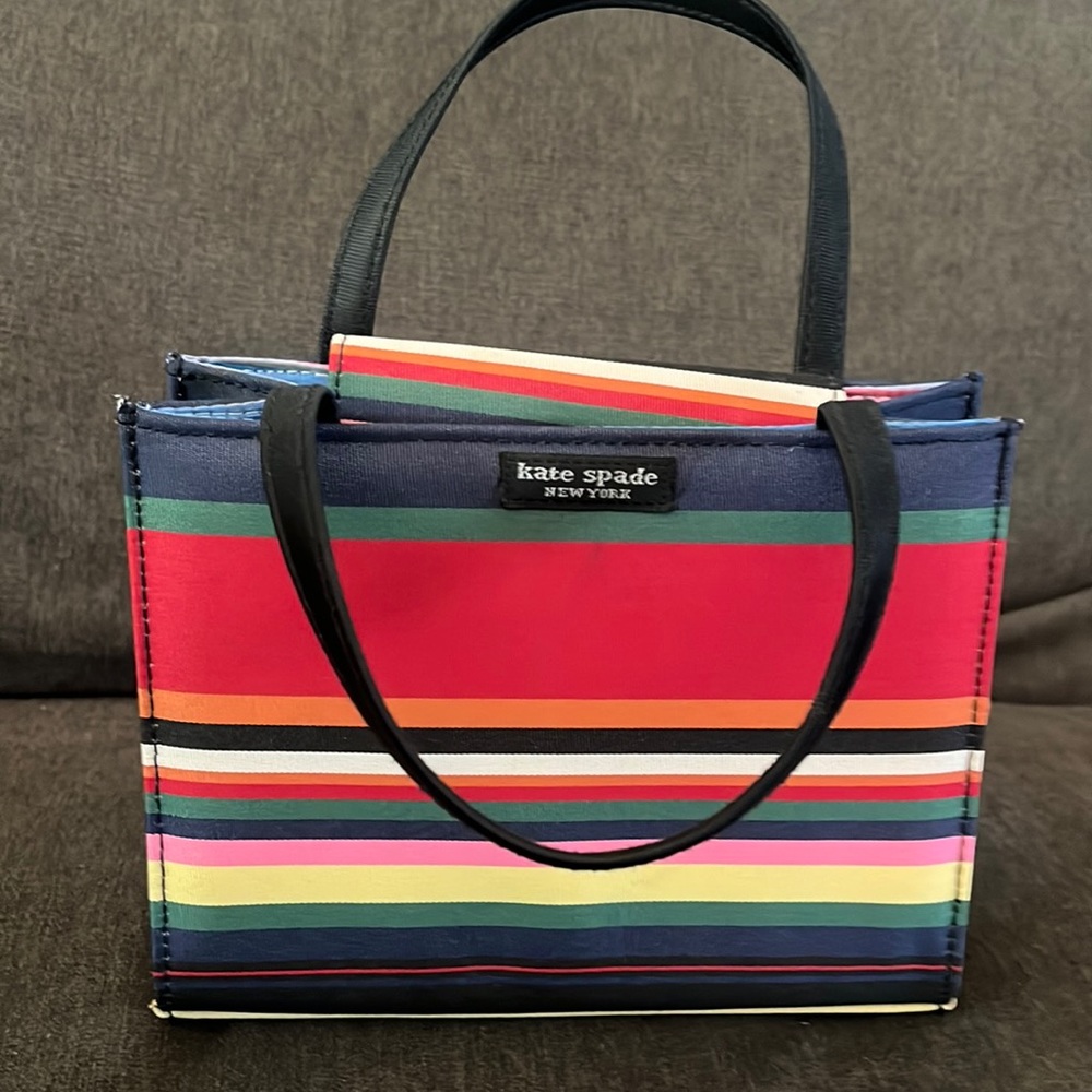 Kate spade vintage mini hand bad multi stripe primary colors